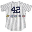 Men's New York Yankees #42 Mariano Rivera White Strip Five Times World Series Champion Stitched Mlb Jersey Mlb