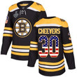 Men's Boston Bruins #30 Gerry Cheevers Black Home Authentic Usa Flag 2019 Stanley Cup Final Bound Stitched Hockey Jersey Nhl