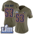 #53 Limited Kyle Van Noy Olive Nike Nfl Women's Jersey New England Patriots 2017 Salute To Service Super Bowl Liii Bound Nfl