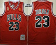 Men's Chicago Bulls #23 Michael Jordan 1996-97 Red With Champions Patch Hardwood Classics Soul Swingman Throwback Jersey Nba