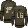 Men's St. Louis Blues #16 Brett Hull Green Salute To Service 2019 Stanley Cup Final Bound Stitched Hockey Jersey Nhl