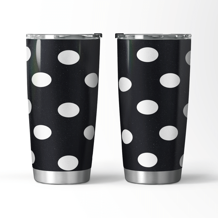 Black with White Polka Dot Pattern Travel Mug