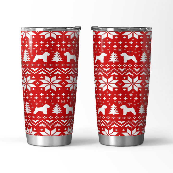 Soft Coated Wheaten Terrier Silhouettes Christmas Holiday Pattern Travel Mug