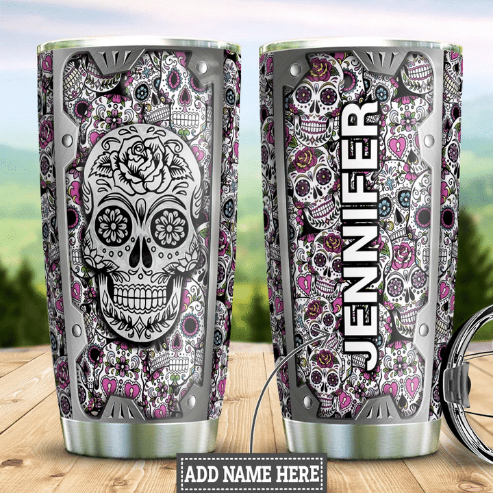 Personalized Sugar Skull Metal Style DNM1201015Z Stainless Steel Tumbler