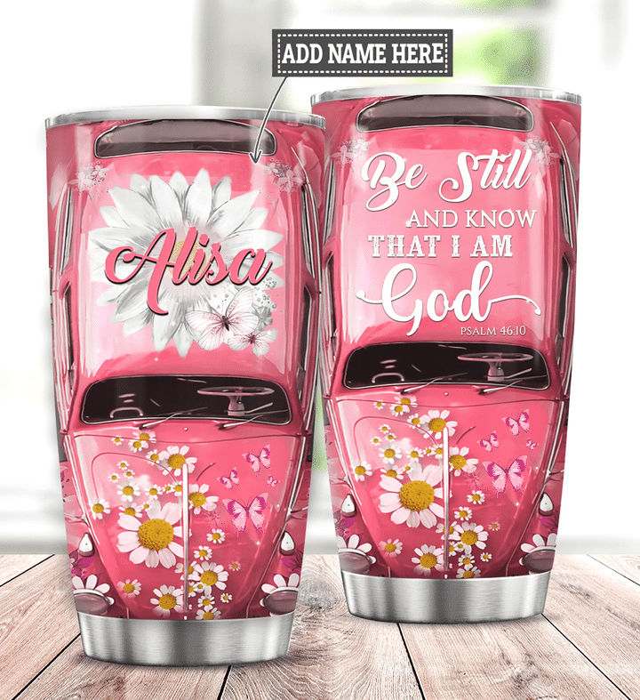 Personalized Huge Daisy Be Still Pink Tumbler