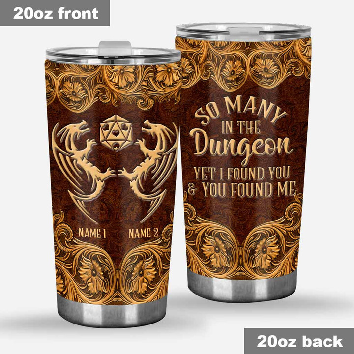 I Found You - RPG Personalized Faux Leather Pattern Print Tumbler