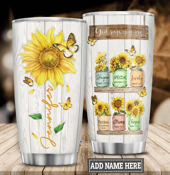 Sunflower God Say You Are Personalized Tumbler