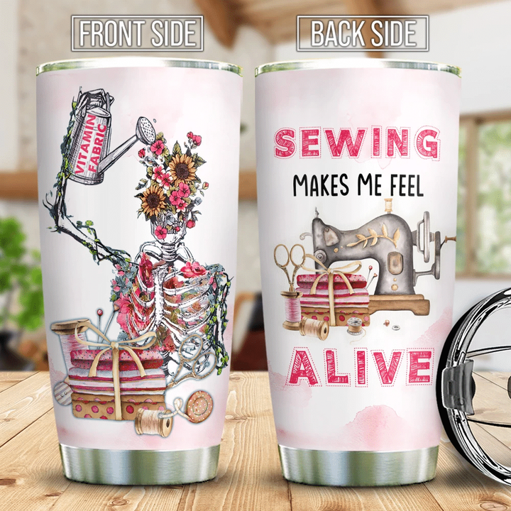 Sewing My Life Skull ABLZ0908007Z Stainless Steel Tumbler