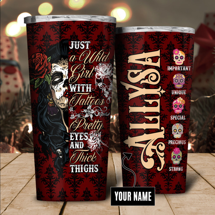Personalized Gothic A Wild Girl With Tattoos Tumbler 20oz