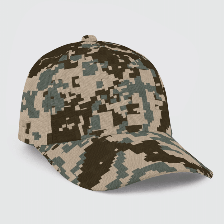Military Print Fitted Baseball Caps Premium Polyester Cotton