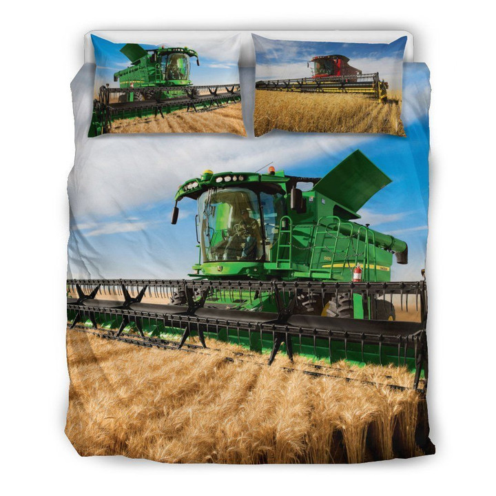 The Farmer Rice Harvesters Set Comforter Duvet Cover With Two Pillowcase Bedding Set