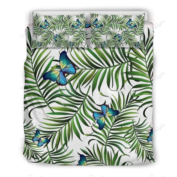 Tropical Butterfly Printed Set Comforter Duvet Cover With Two Pillowcase Bedding Set