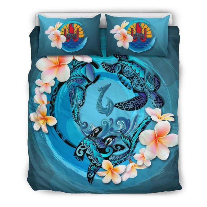 Tahiti Blue Animal Tattoo Marine World Set Comforter Duvet Cover With Two Pillowcase Bedding Set