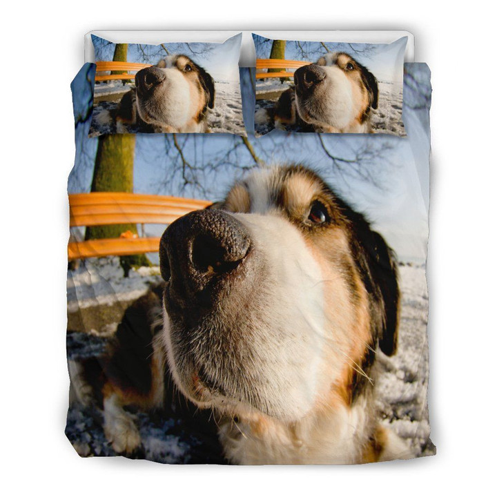 Swiss Bernese Funny Face Set Comforter Duvet Cover With Two Pillowcase Bedding Set