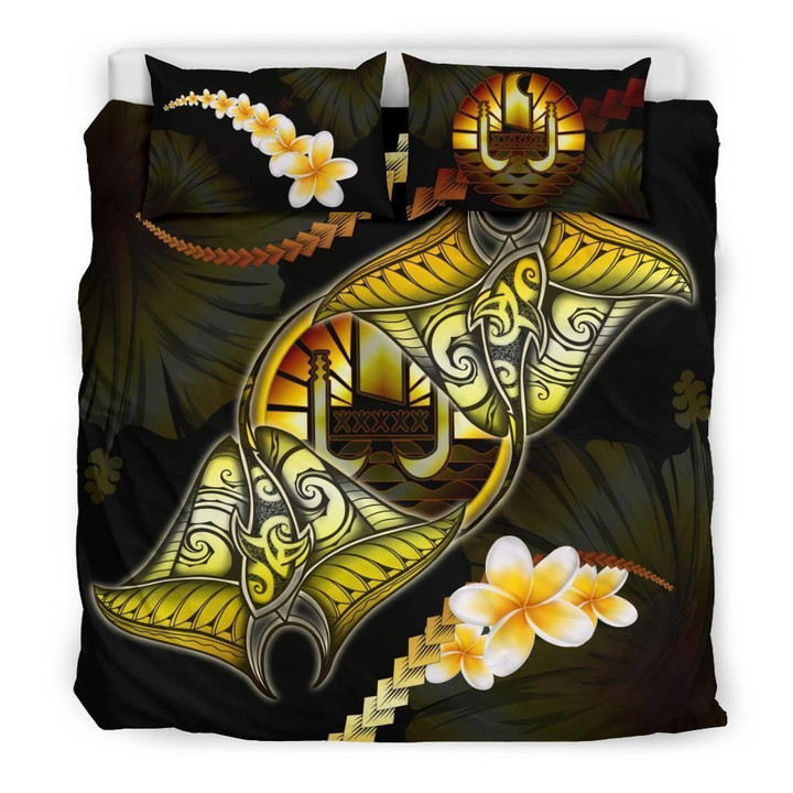 Tahiti Manta Ray Yellow Set Comforter Duvet Cover With Two Pillowcase Bedding Set