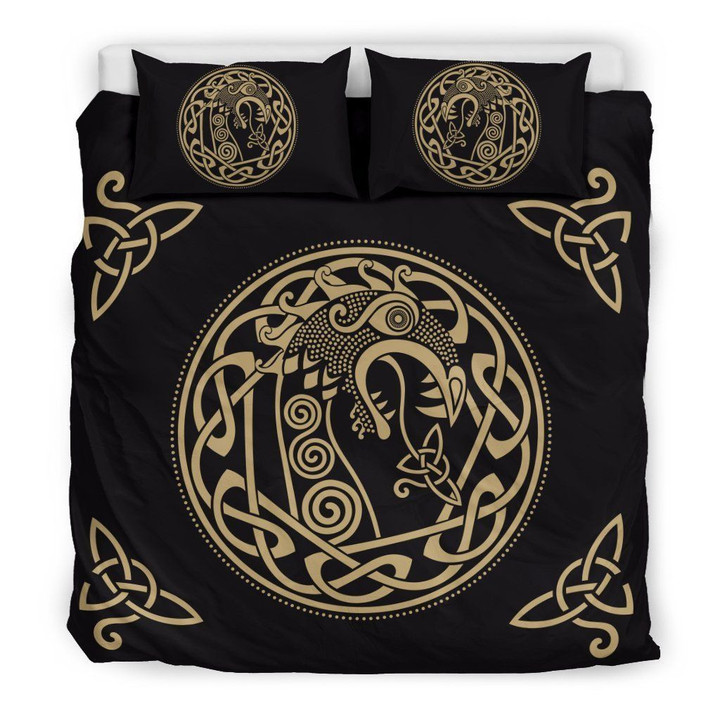 Viking Dragon Celtic Circle Set Comforter Duvet Cover With Two Pillowcase Bedding Set