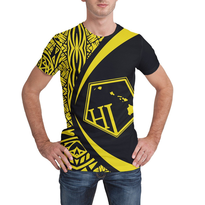 Hawaii Polynesian T-Shirt - Circle Style Yellow - Ah - J1