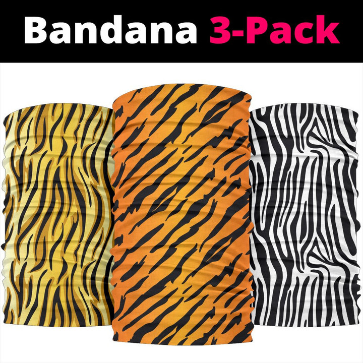 Animal Print Pop Art (Lion, Tiger, Zebra) - Bandana 3 Pack