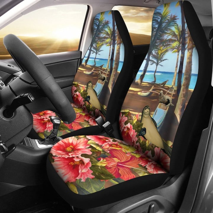 Hawaii Hibiscus Monk Seal Car Seat Covers - Ah