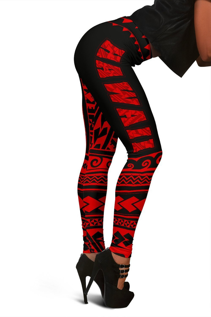 Hawaii Polynesian Leggings Red - Fashion J1