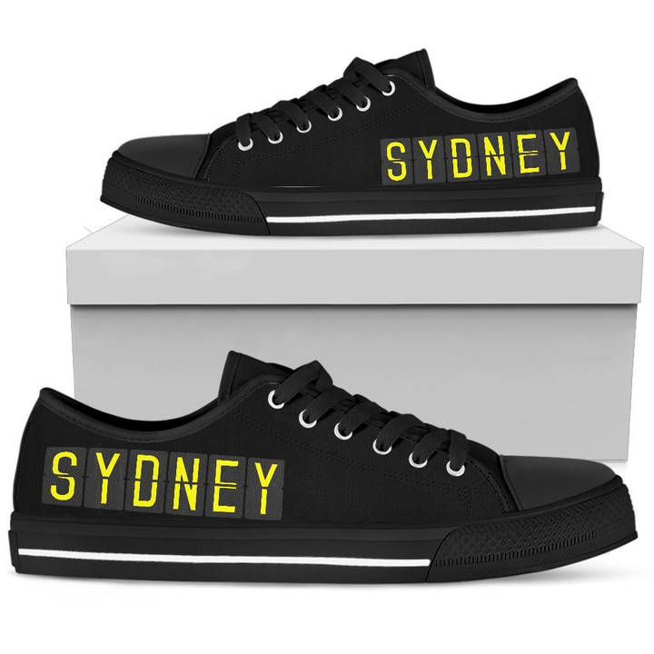 Airport Destinations Sydney (Black) - Low Top Canvas Shoes