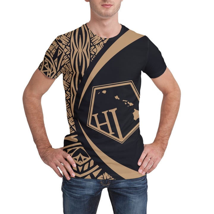 Hawaii Polynesian T-Shirt - Circle Style Golden - Ah - J1