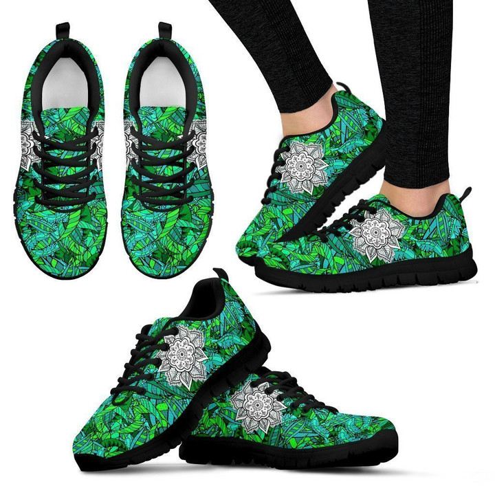Green Mandala Women'S Sneakers