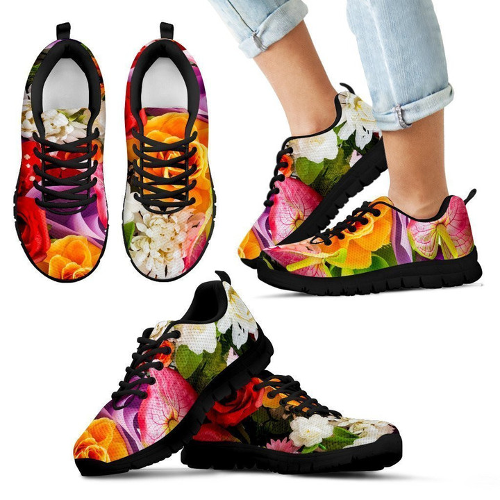Flower Black Kid'S Sneakers