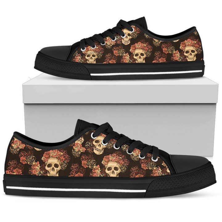 Gothic Skull & Roses Shoes - Low Top