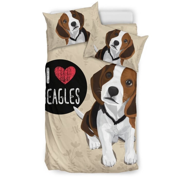 I Love Beagles Bedding Set For Lovers Of Beagle Dogs