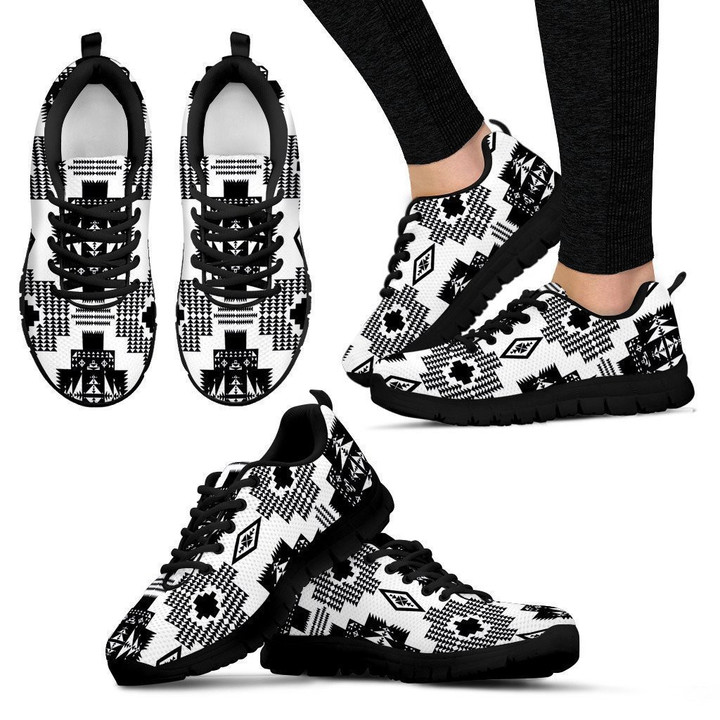 Seven Tribes White And Black Women'S Sneakers