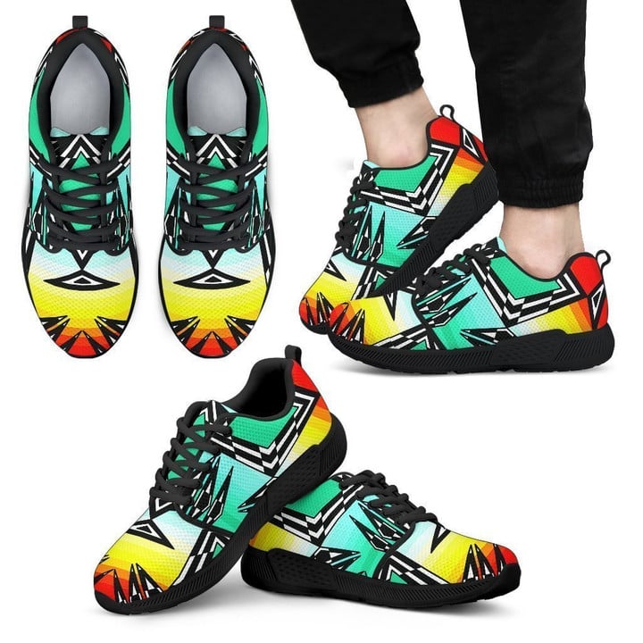 Fire And Turquoise Gradient Ii Sopo Men'S Athletic Sneakers