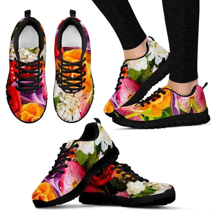 Flower Black Women'S Sneakers