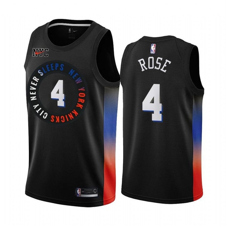 Nike Knicks #4 Derrick Rose Black Nba Swingman 2020-21 City Edition Jersey Nba