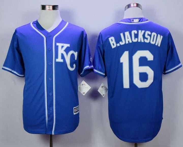 Men's Kansas City Royals #16 B.Jackson Blue New Cool Base Jersey Mlb