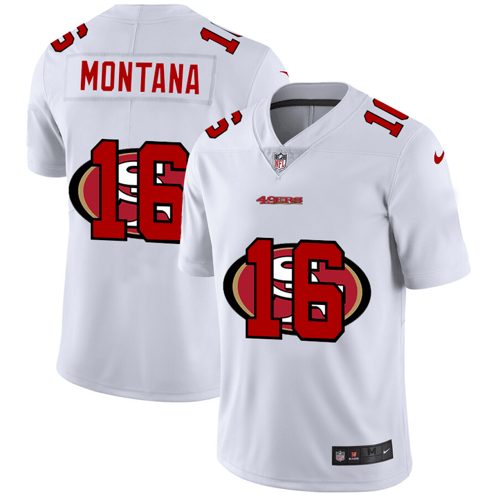 Men's San Francisco 49Ers #16 Joe Montana White 2020 Shadow Logo Vapor Untouchable Stitched Nfl Nike Limited Jersey Nfl