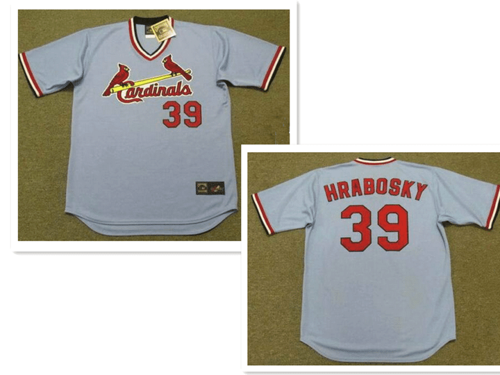 Men's St. Louis Cardinals #39 Al Hrabosky 1975 Majestic Cooperstown Away Light Blue Jersey Mlb