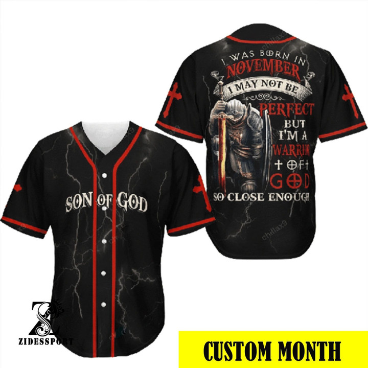 Personalize Baseball Jersey - Custom month Son Of God Perfect Warrior  Baseball Jersey | Colorful | Adult Unisex | S - 5XL Full Size - Baseball Jersey LF