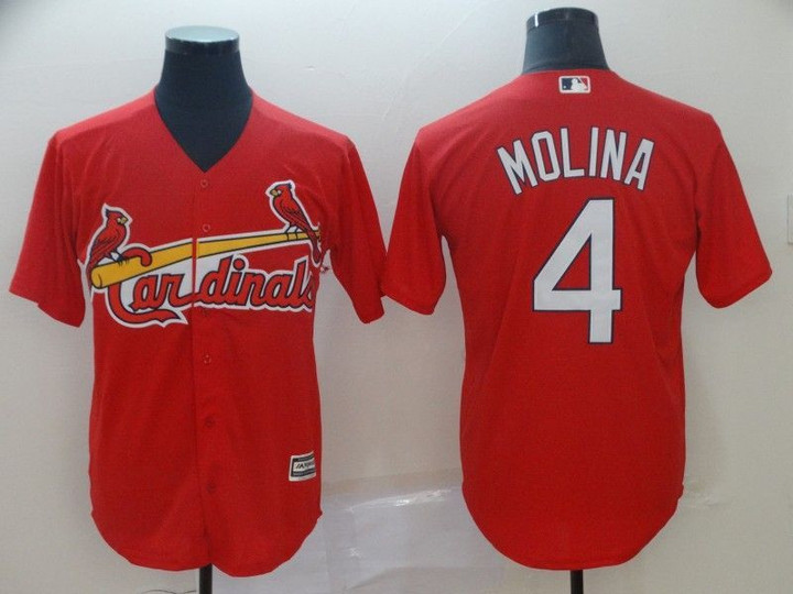 Men's St. Louis Cardinals 4 Yadier Molina Red Cool Base Jersey Mlb