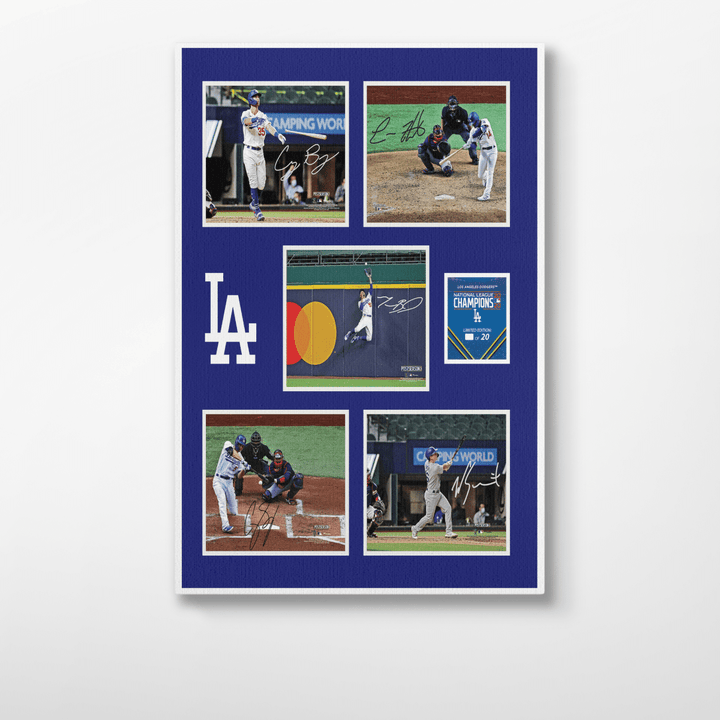Autographed Los Angeles Dodgers Mookie Betts 2020 NLCS Five Photo Collage Portrait Canvas