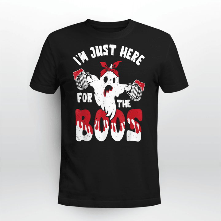 I'm Just Here For The Boos Funny Halloween Ghost Costume T-Shirt