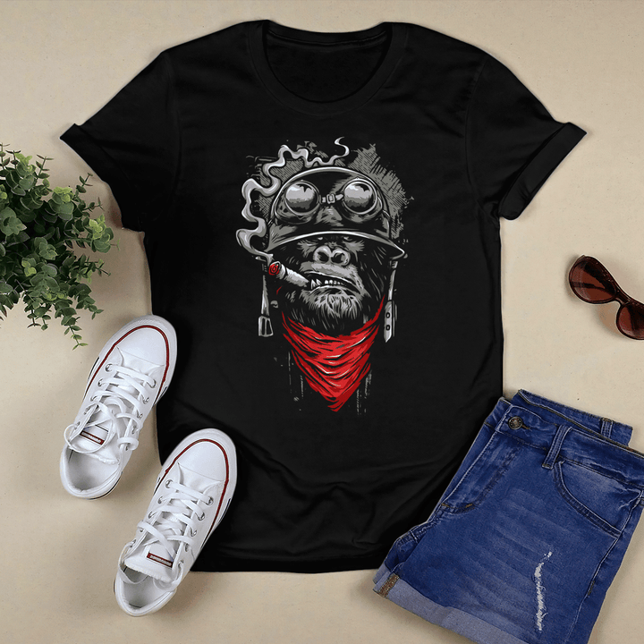 Gorilla Smoking A Cigar T-Shirt Cool Powerful Animal T-shirt + Hoodie