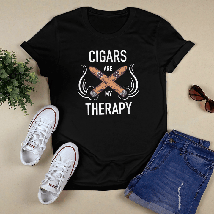 Funny Cigar Smoker Tshirt Cigars are my Therapy T-shirt + Hoodie