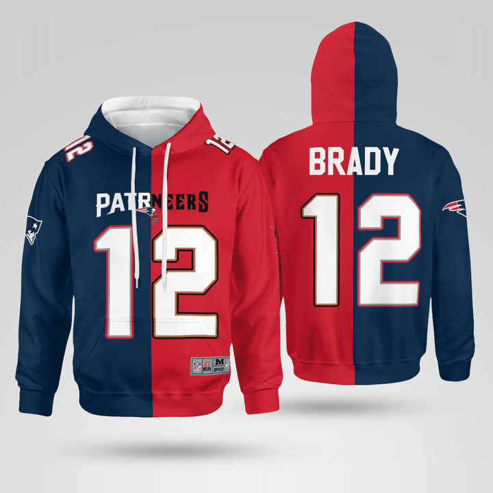 Tom Brady - Half Patriots Half Buccaneers Hoodie