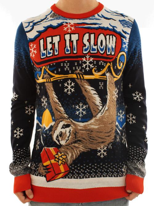 Let It Slow Sloth Ugly Christmas Sweater