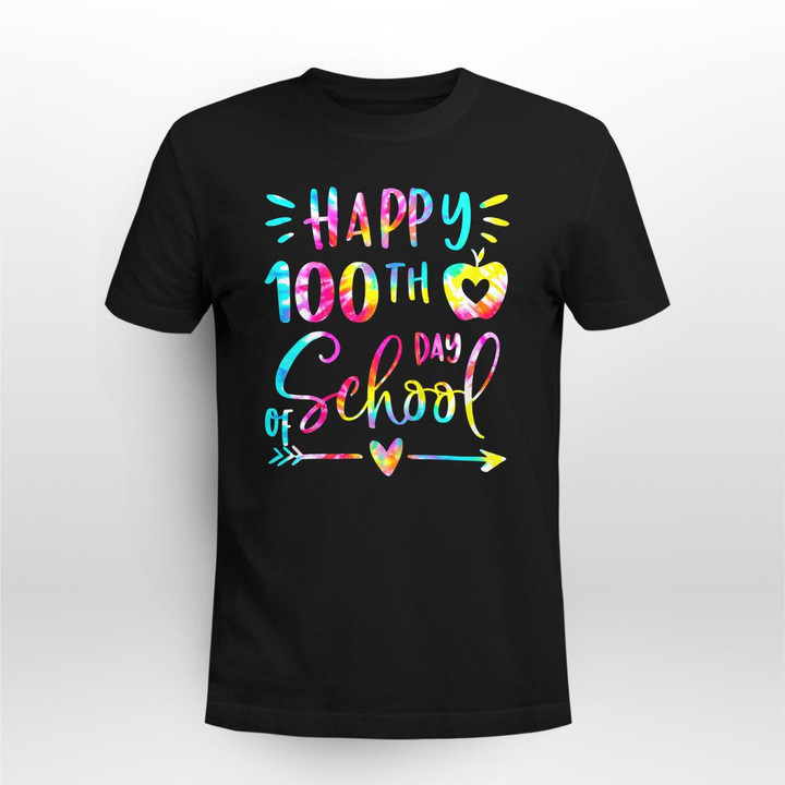 Tie Dye Happy 100th Day Of School Teacher Student 100 Days T-Shirt