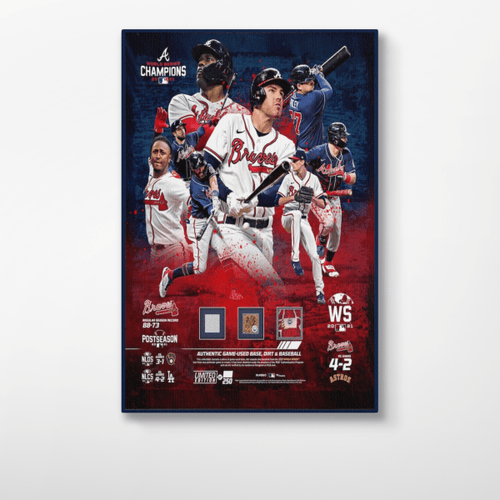 Atlanta 2021 Champions Collage with Pieces of Game-Used Dirt, Baseball and Base from the World Series Canvas + Poster