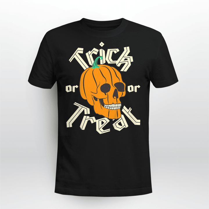 Funny Pumpkin Skull, Trick or Treat T-Shirt