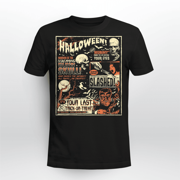 Vintage Horror Movie Shirts Poster Terror Old Time Halloween T-Shirt