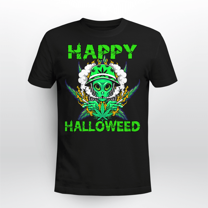 Happy Halloweed Weed Marijuana Stoner Pothead Halloween Day T-Shirt
